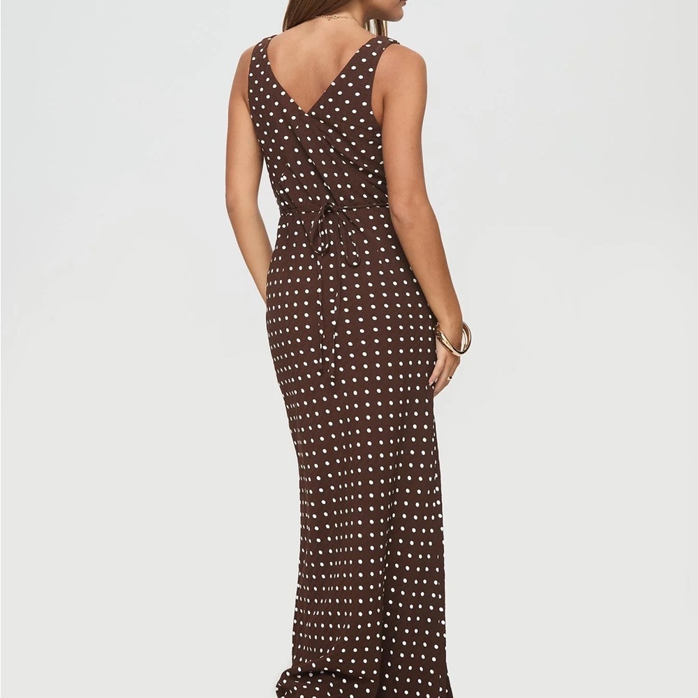 Princess Polly Brown Polka Dot Backless Maxi Dress - Picture 4 of 8